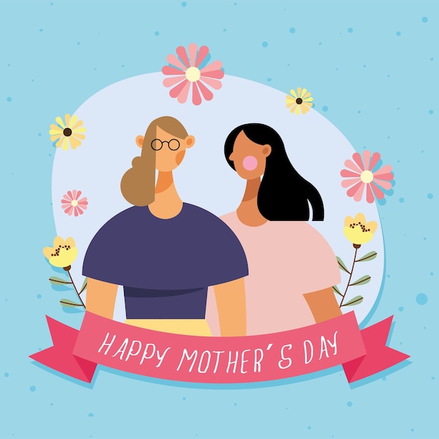 Diseño de tarjeta floral feliz día de la madre