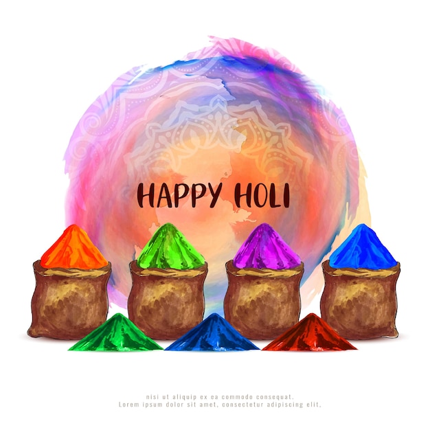 Diseño de tarjeta hermosa del festival indio Happy Holi moderno
