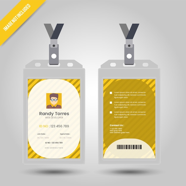 Diseño de tarjeta de identificación amarilla
