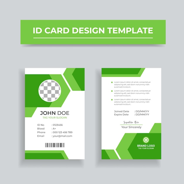 Diseño de tarjeta de identificación profesional y plantilla de tarjeta de identificación abstracta o plantilla de tarjeta de identificación comercial