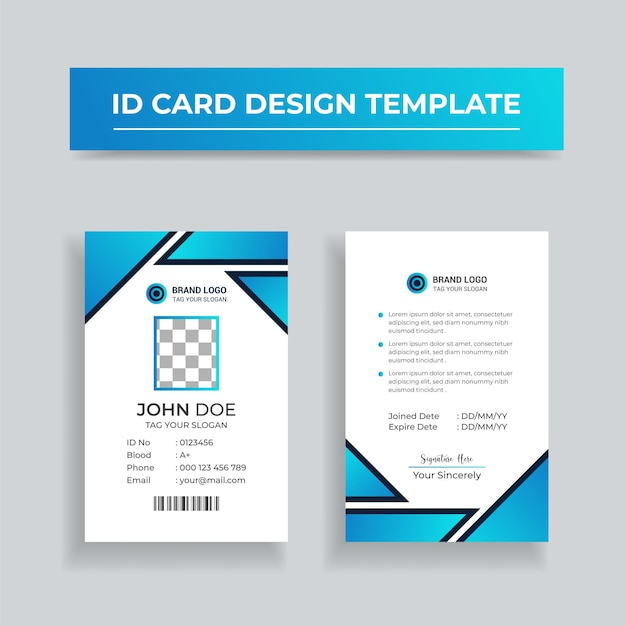 Diseño de tarjeta de identificación profesional y plantilla de tarjeta de identificación abstracta o plantilla de tarjeta de identificación comercial