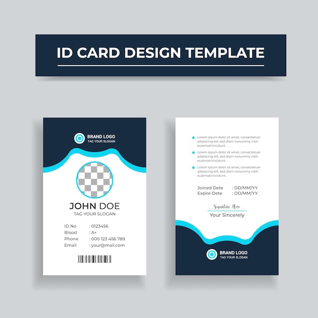 Diseño de tarjeta de identificación profesional y plantilla de tarjeta de identificación abstracta o plantilla de tarjeta de identificación comercial