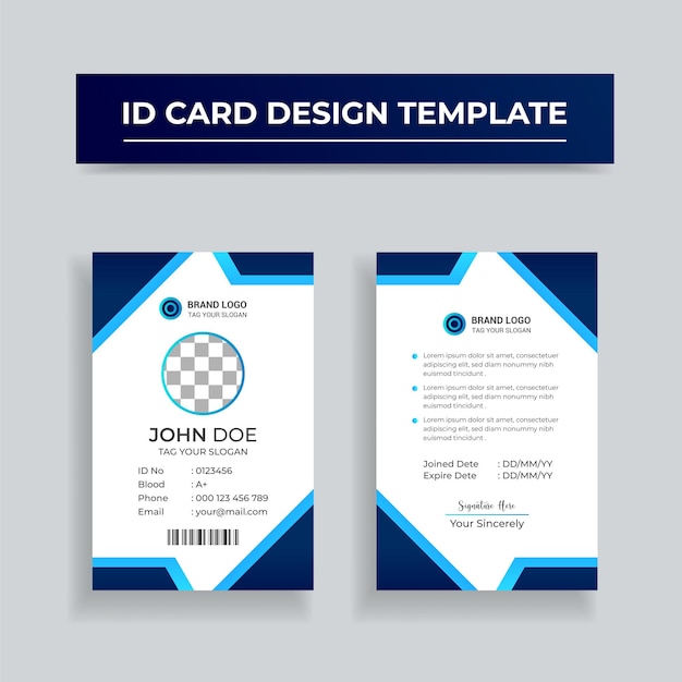 Diseño de tarjeta de identificación profesional y plantilla de tarjeta de identificación abstracta o plantilla de tarjeta de identificación comercial