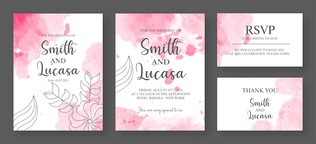 Diseño de tarjeta de invitación de boda en acuarela