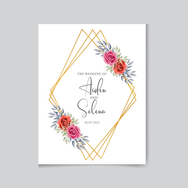 Diseño de tarjeta de invitación de boda en acuarela