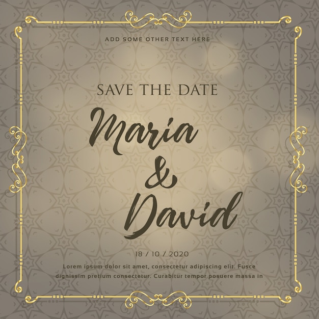 Vector diseño de tarjeta de invitación de boda con elementos decorativos