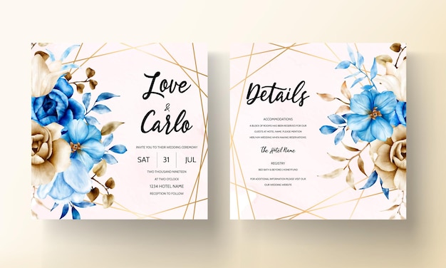 Diseño de tarjeta de invitación de boda floral acuarela