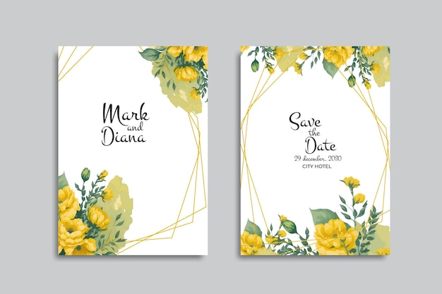 diseño de tarjeta de invitación de boda floral vectorial con diseño floral