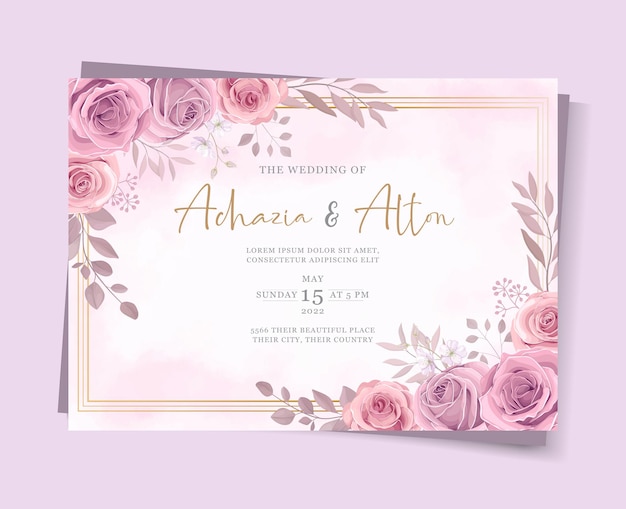 Vector diseño de tarjeta de invitación de boda floral