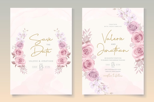 Diseño de tarjeta de invitación de boda floral