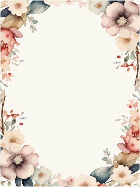 Diseño de tarjeta de invitación de boda con flores de primavera acuarela dibujadas a mano concepto de boda