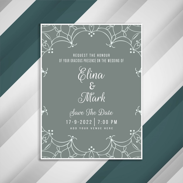 Diseño de tarjeta de invitación de boda hermosa abstracta