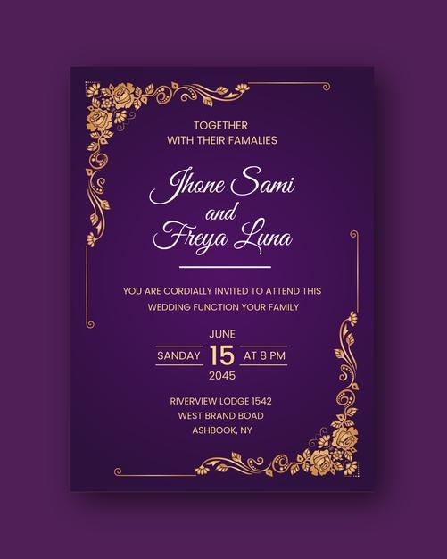 Diseño de tarjeta de invitación de boda de lujo
