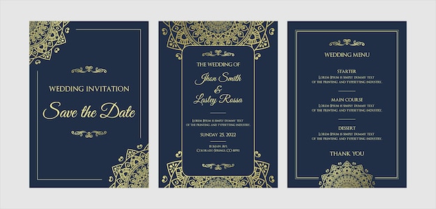 Diseño de tarjeta de invitación de boda de lujo