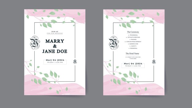 Diseño de tarjeta de invitación de boda