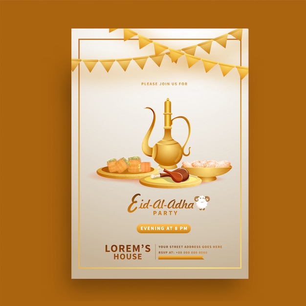 Diseño de tarjeta de invitación de Eid-Al-Adha.