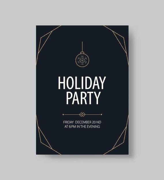 Vector diseño de tarjeta de invitación de fiesta de vacaciones y feliz año nuevo