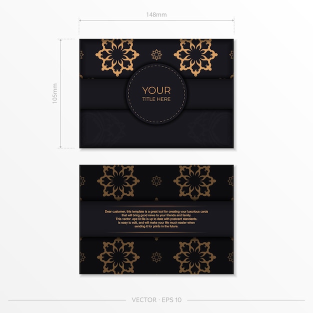 Diseño de tarjeta de invitación oscura con adornos indios vintage.