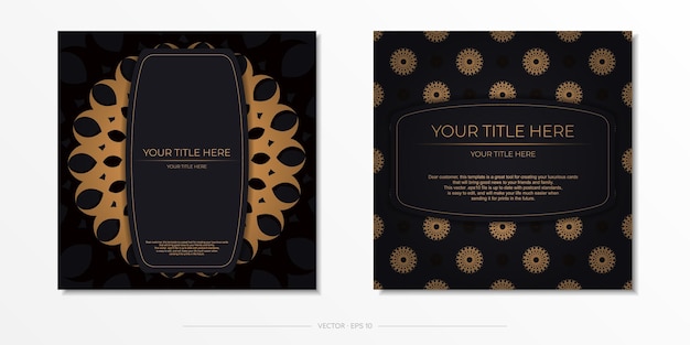 Diseño de tarjeta de invitación oscura con adornos vintage abstractos.