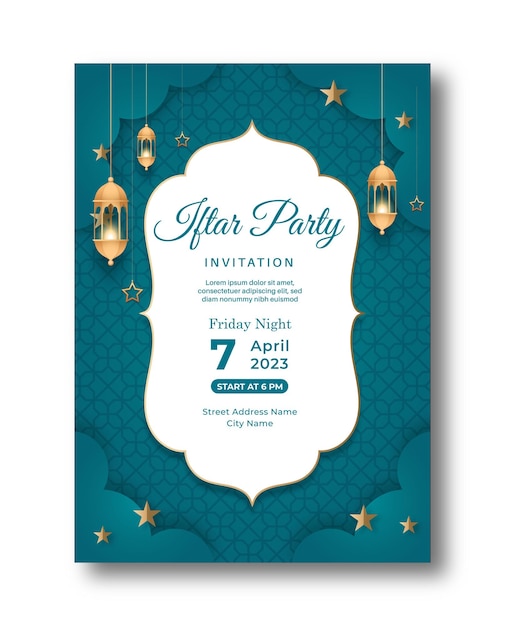 Diseño de tarjeta de invitación ramadan ifter party