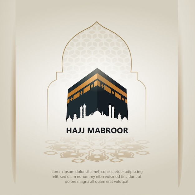 Diseño de tarjeta de peregrinación islámica hajj con santa kaaba