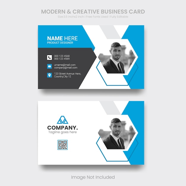 Diseño de tarjeta de presentación limpio, moderno, creativo y de doble cara