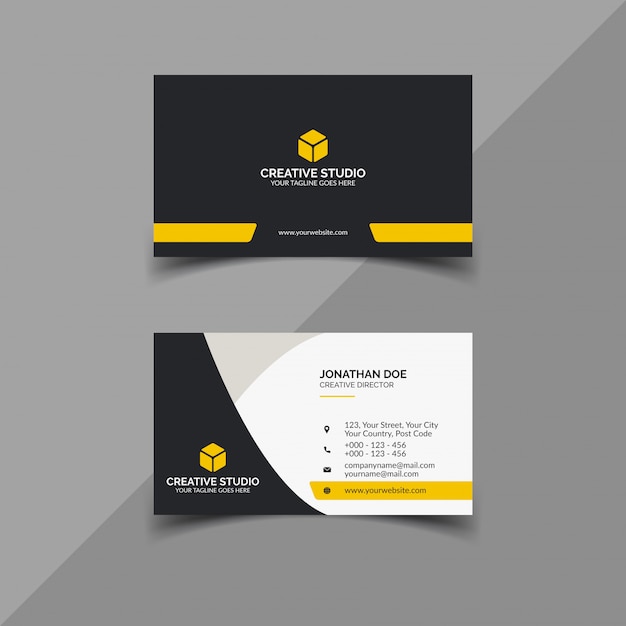 Vector diseño de tarjeta de presentación negra y amarilla