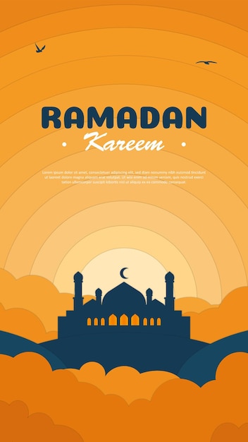 Diseño de tarjeta ramadan kareem en estilo de corte de papel