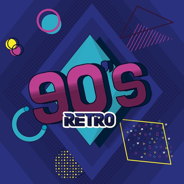 Vector diseño de tarjeta retro de los años 90