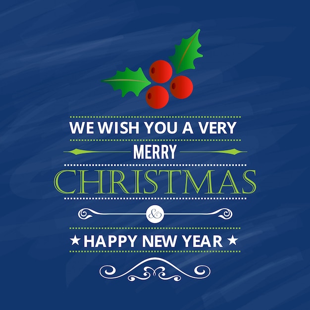 Diseño de tarjeta de saludos de Navidad con vector de fondo azul