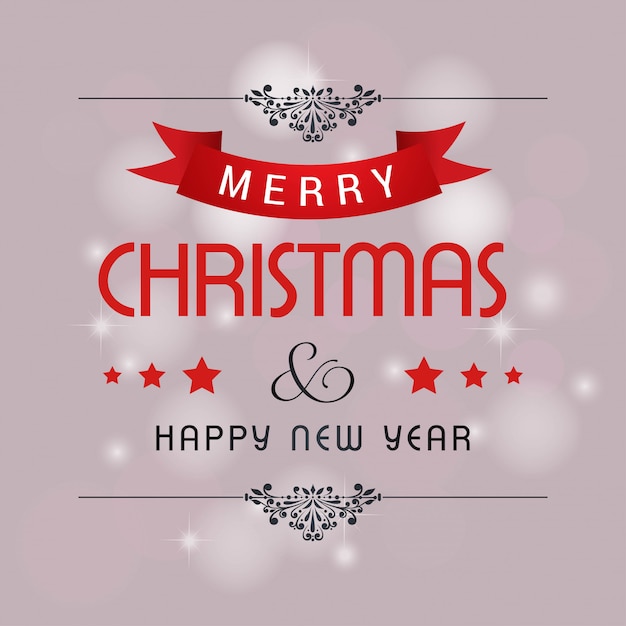 Diseño de tarjeta de saludos de Navidad con vector de fondo rosa