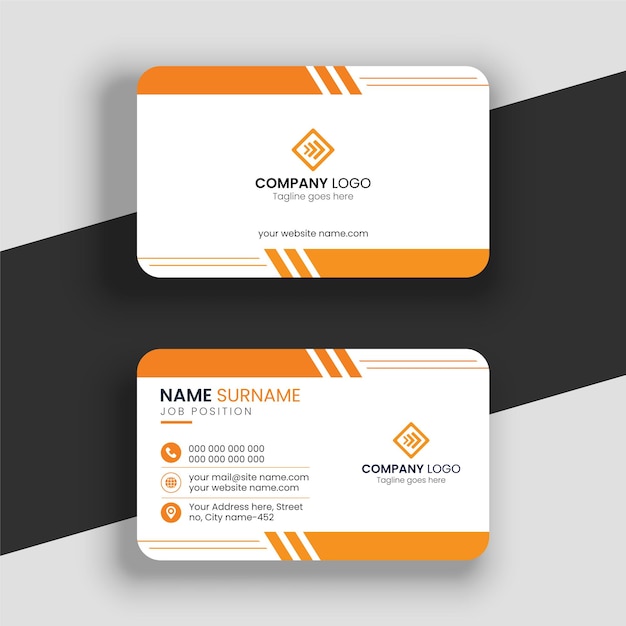 diseño de tarjeta de visita blanca y naranja