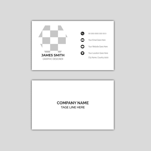 Diseño de tarjeta de visita blanca o plantilla de tarjeta de visita
