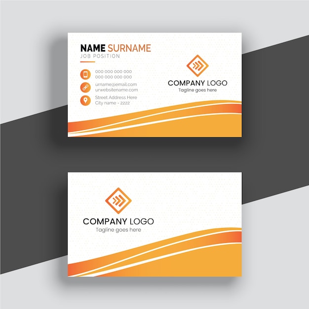 Diseño de tarjeta de visita en blanco y naranja.