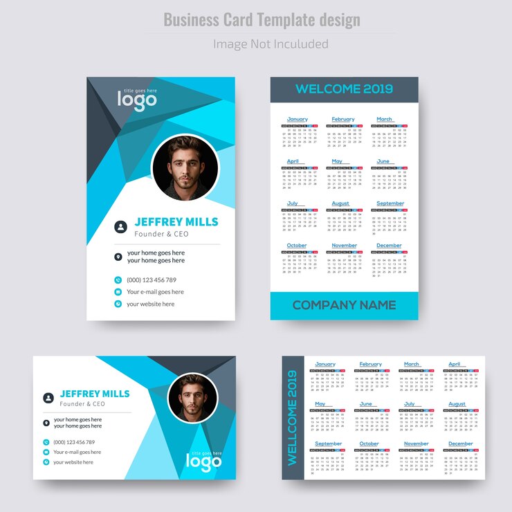 Diseño de tarjeta de visita de calendario vertical