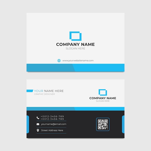 diseño de tarjeta de visita de color azul y negro