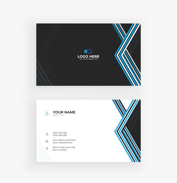 diseño de tarjeta de visita corporativa azul moderno