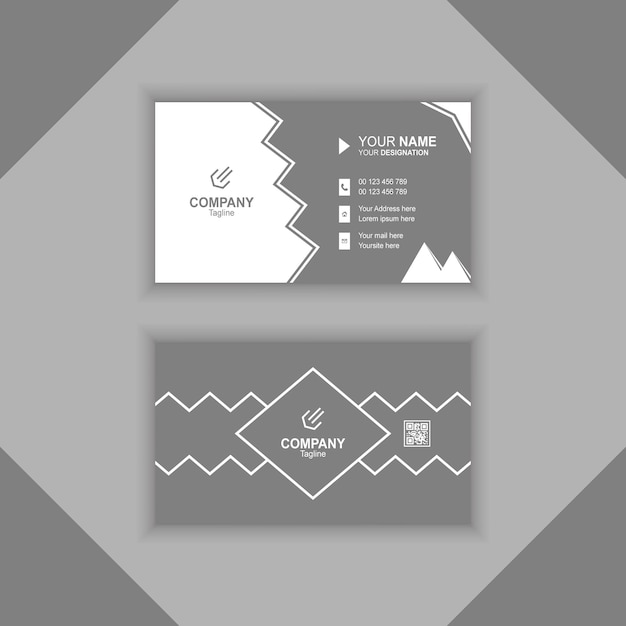 Diseño de tarjeta de visita creativa y abstracta gris con blanco