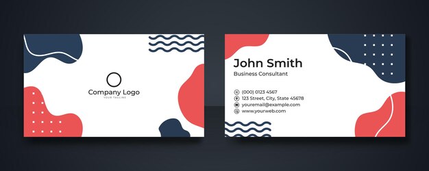 Diseño de tarjeta de visita creativo, minimalista y moderno con flores, arte lineal y formas geométricas.