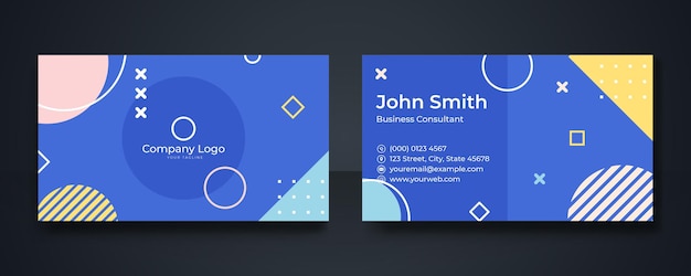 Diseño de tarjeta de visita creativo, minimalista y moderno con flores, arte lineal y formas geométricas.