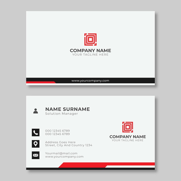 Diseño de tarjeta de visita creativo simple rojo y negro hermoso