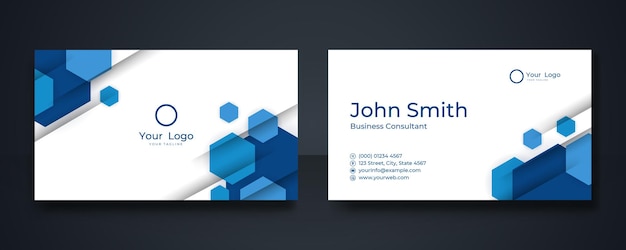 Diseño de tarjeta de visita elegante azul simple limpio elegante moderno
