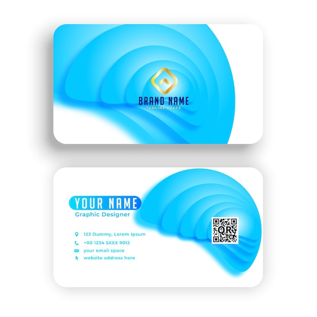 Vector diseño de tarjeta de visita con elegante diseño abstracto moderno azul cielo
