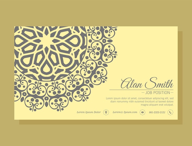 Diseño de tarjeta de visita estilo mandala