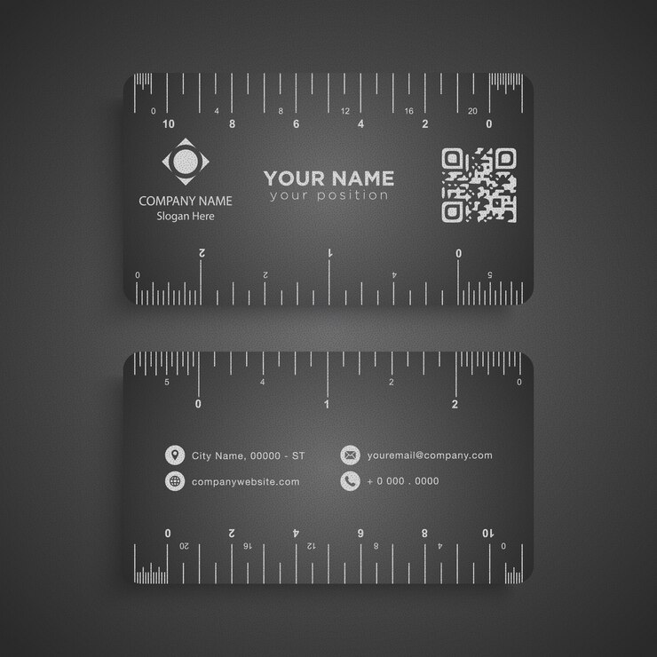 Diseño de tarjeta de visita estilo de regla de plantilla