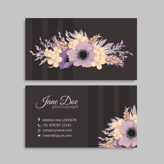 Diseño de tarjeta de visita floral