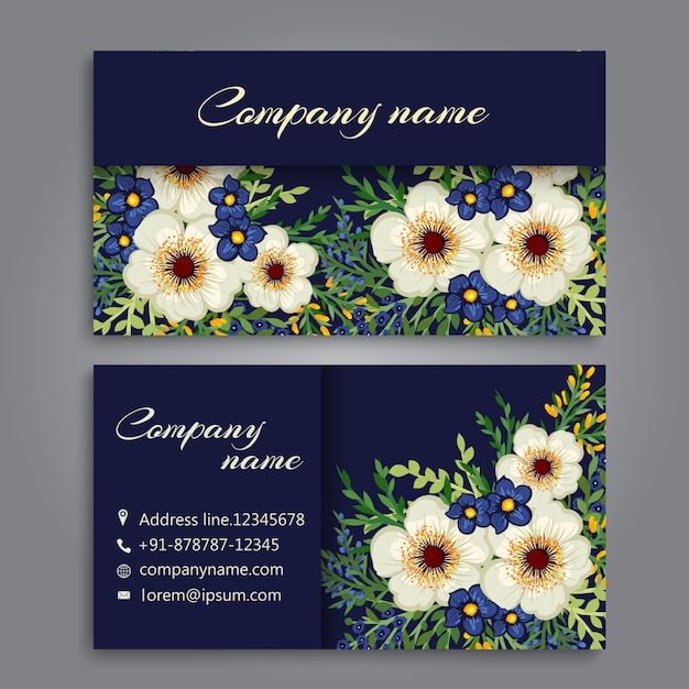 Diseño de tarjeta de visita floral