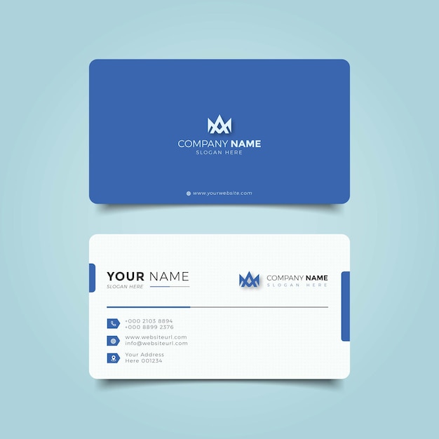 Diseño de tarjeta de visita de fondo azul elegante profesional