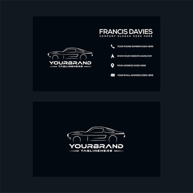 Diseño de tarjeta de visita de logotipo comercial de empresa de automóviles profesional