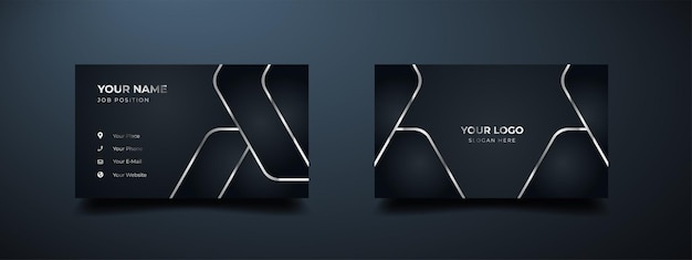 Diseño de tarjeta de visita de lujo con líneas metálicas abstractas Nueva forma geométrica con diseño elegante